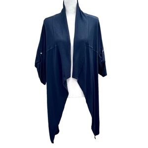 LOVE FROM YAYA BLACK SWEATSHIRT OPEN FRONT ASYMMETRICAL HEM JACKET CARDIGAN